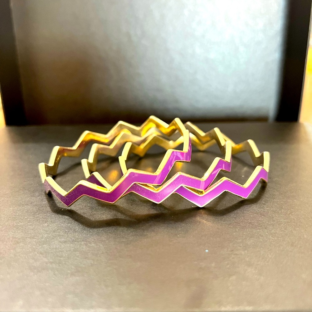 Vintage purple enamel bracelet set